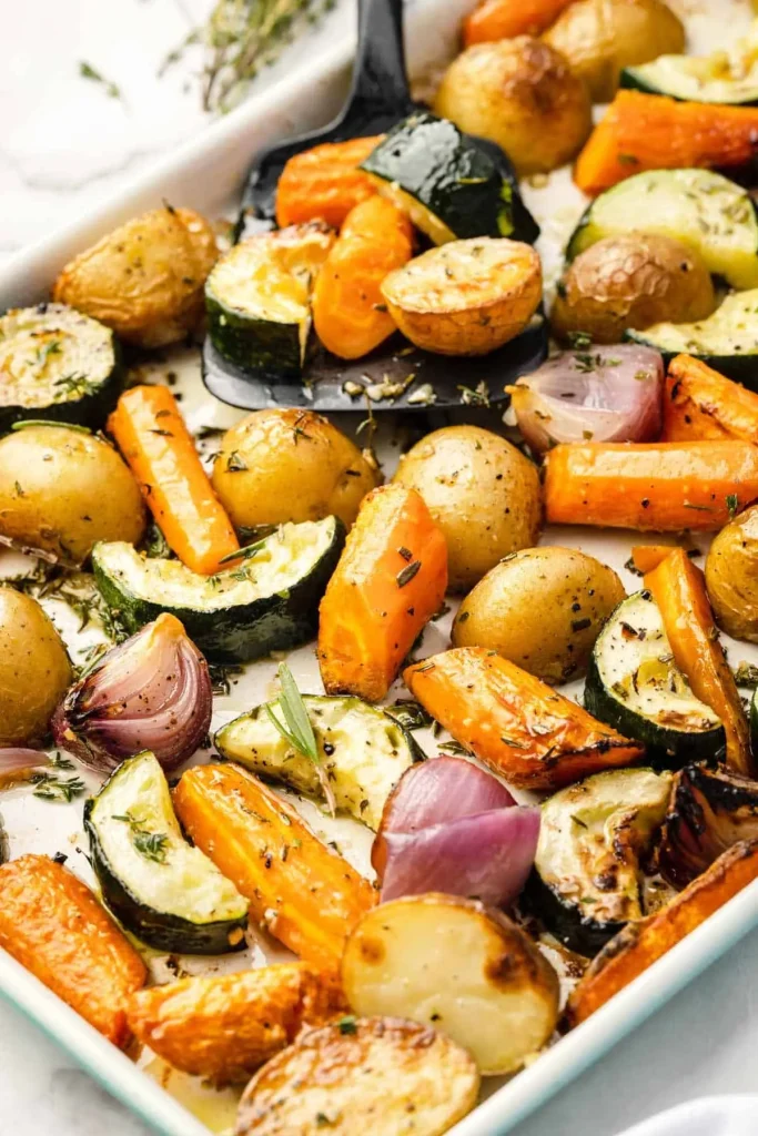Garlic Herb Roasted Potatoes Carrots and Zucchini