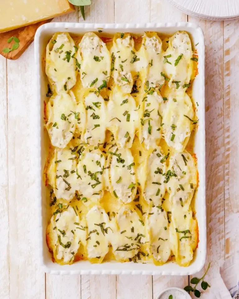 Garlic Butter Chicken Alfredo Stuffed Shells Recipe