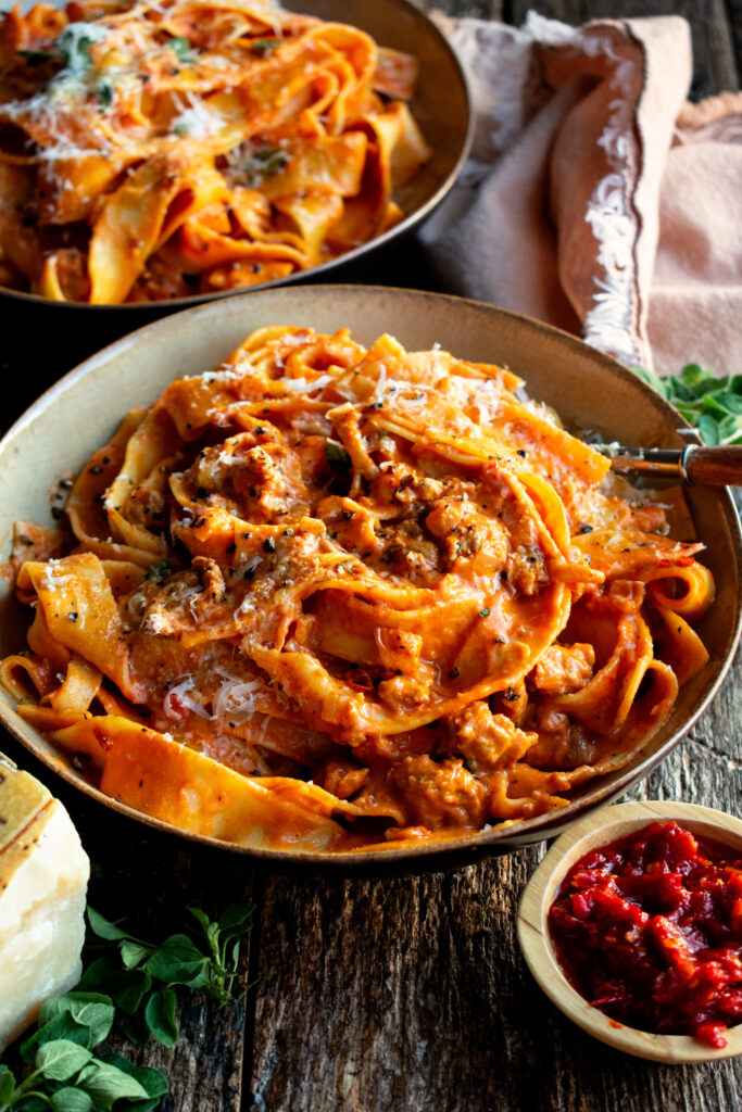 Creamy Calabrian Chili Pappardelle with Sausage & Fennel Recipe