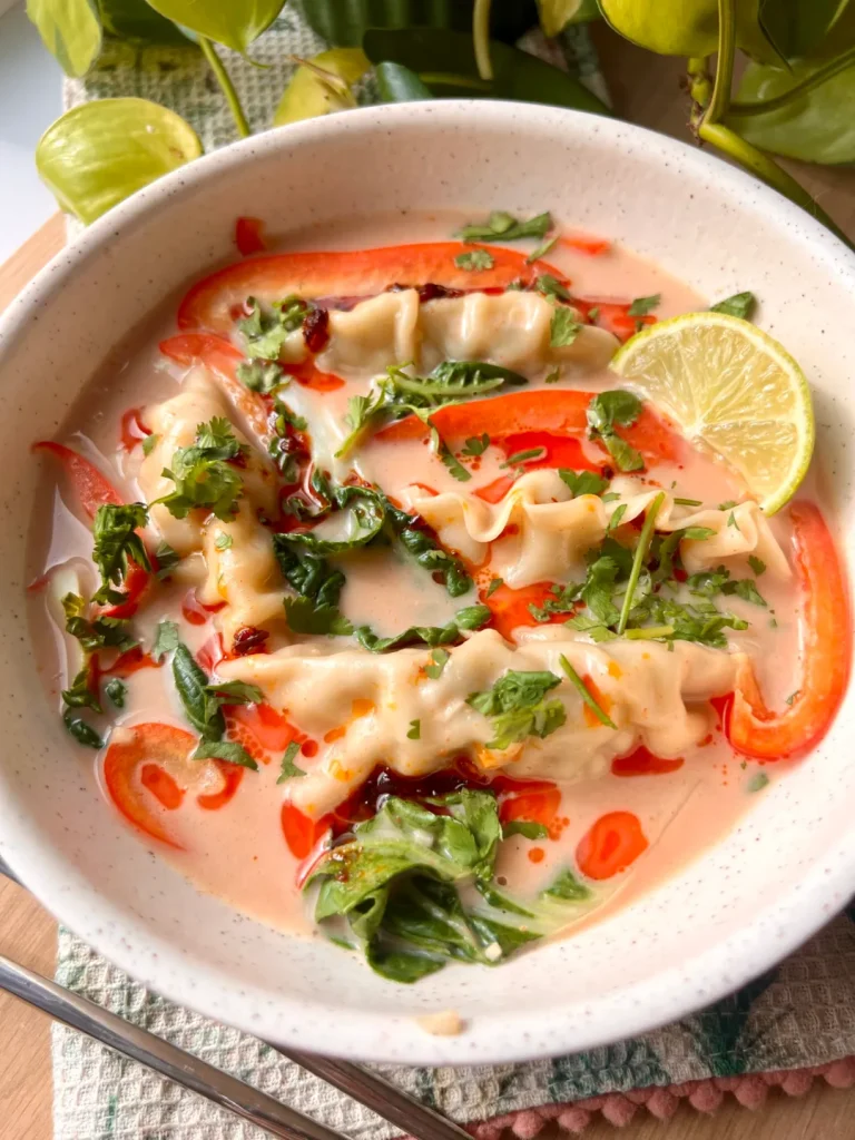 Savory Soup Dumplings in Thai Red Curry Sauce Recipe